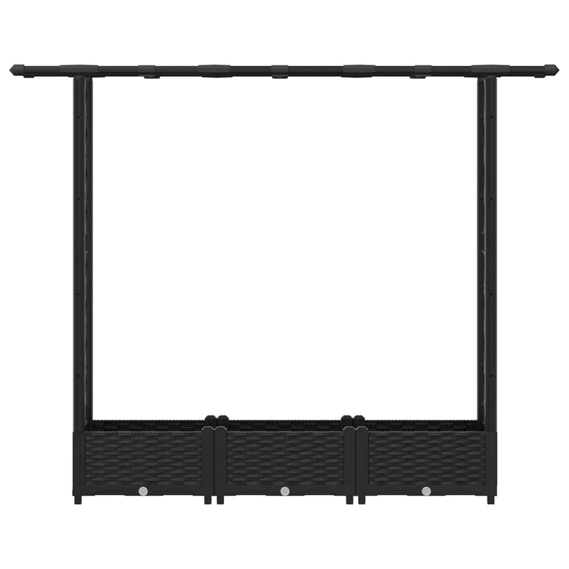 Cama Elevada Con Trellis Y Techo Negro 164 X 40 X 121 Cm Pp