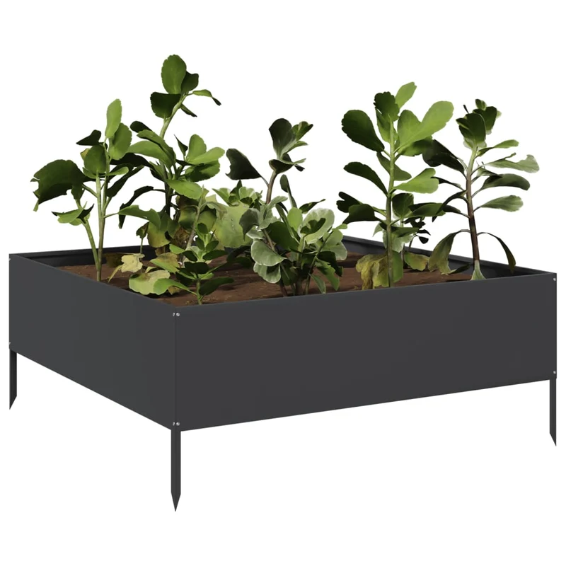 Arriate De Acero Negro 100x100x25 Cm