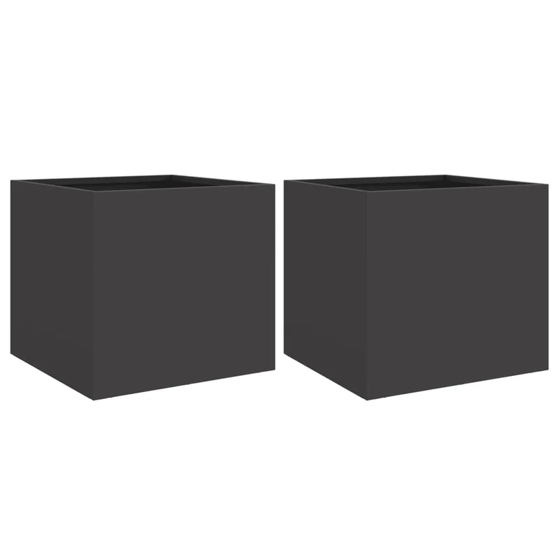 Jardineras 2 Unidades Acero Negro 32x30x29 Cm