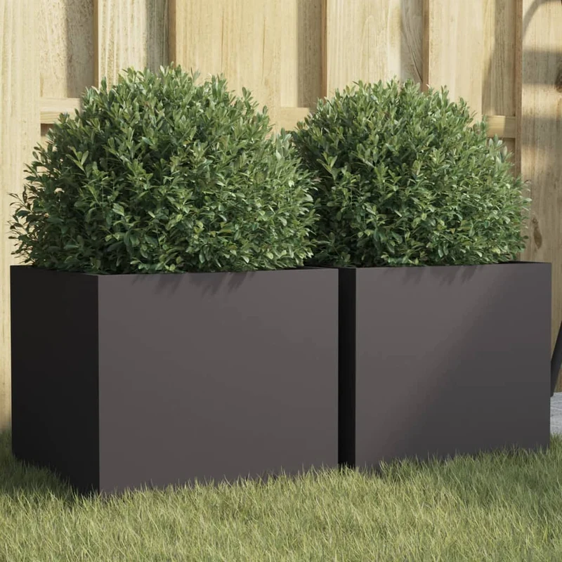 Jardineras 2 Unidades Acero Negro 32x30x29 Cm
