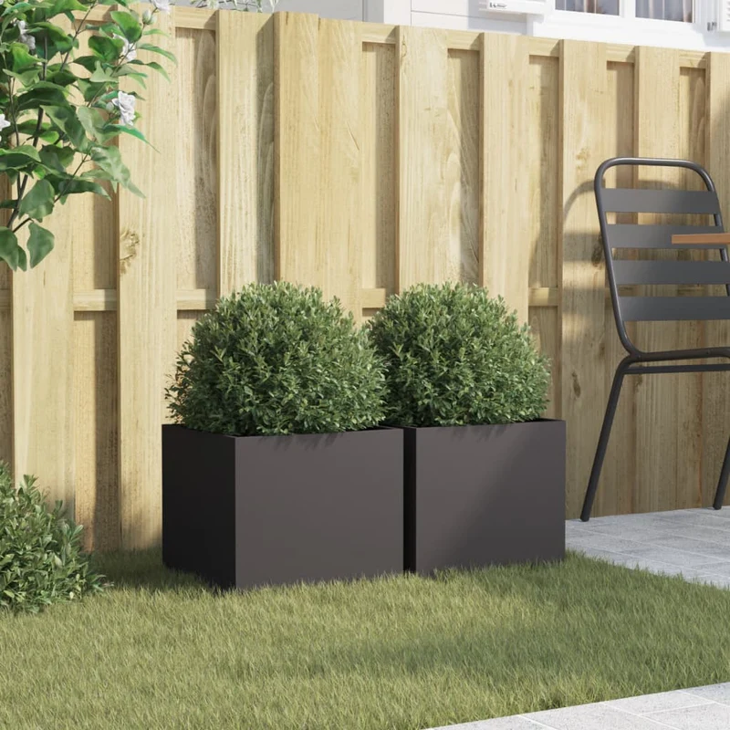 Jardineras 2 Unidades Acero Negro 32x30x29 Cm