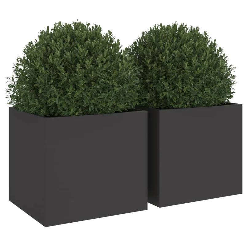Jardineras 2 Unidades Acero Negro 32x30x29 Cm