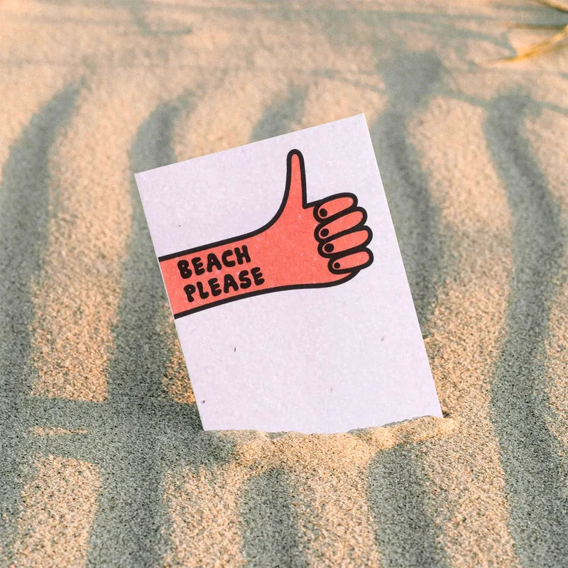 Postal Plantable Beach Please Semillas de Manzanilla | Papel de Algodón Reciclado | Regalo Original - Resetea
