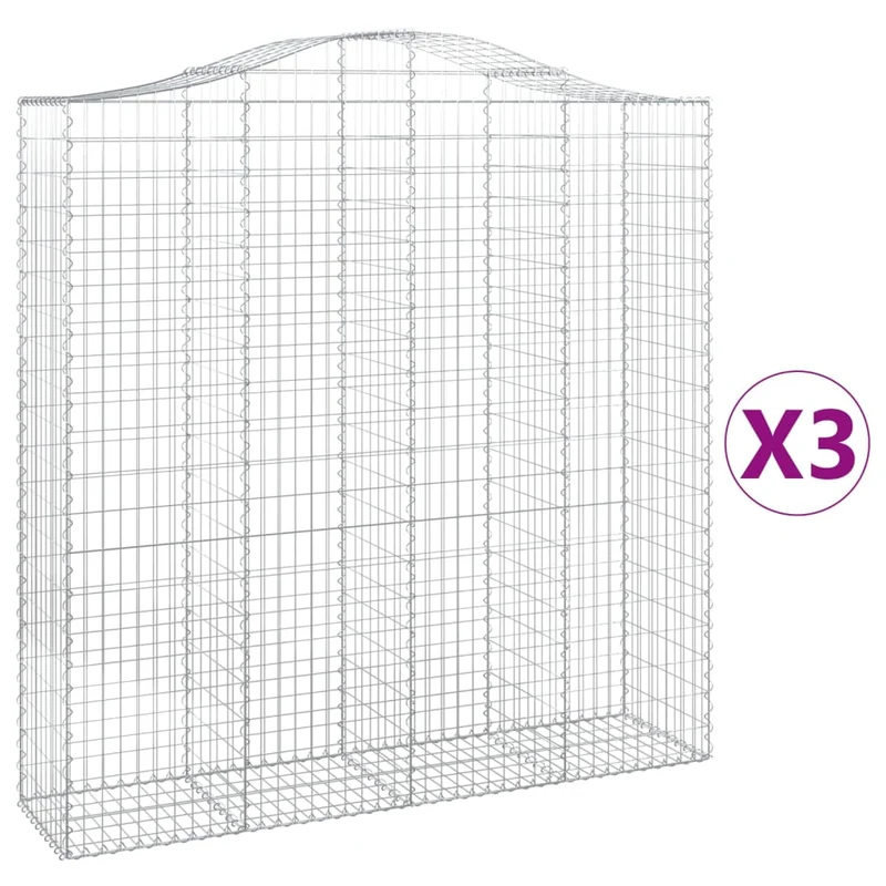 Cestas De Gaviones 3 Uds Forma De Arco Hierro 200x50x200/220 Cm