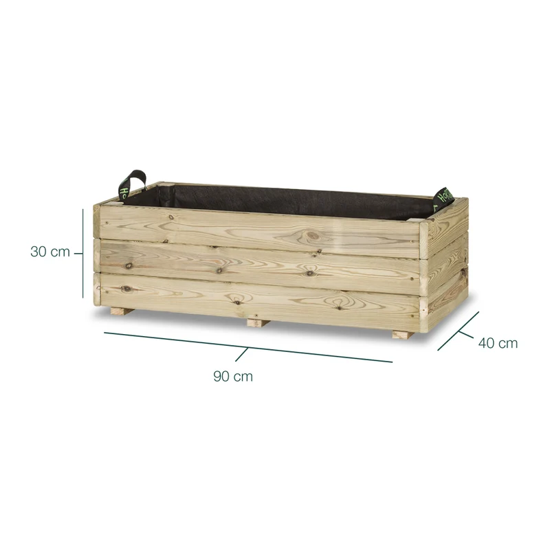 Jardinera De Madera Para Exterior Ghio KD Hortalia 90x40x30 Cm
