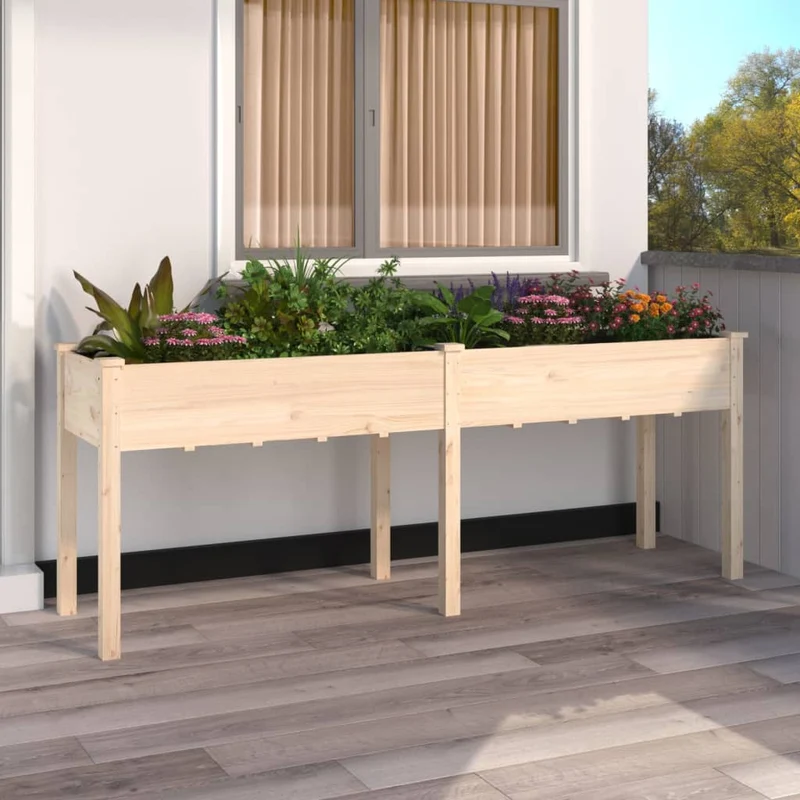 Jardinera Con Forro Interior Madera Maciza Abeto 203x53x76 Cm