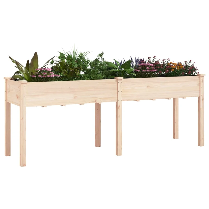 Jardinera Con Forro Interior Madera Maciza Abeto 203x53x76 Cm
