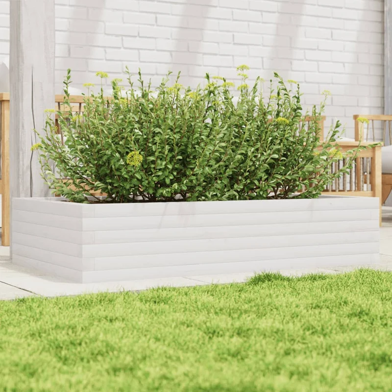 Jardinera De Madera Maciza De Pino Blanco 110x60x23 Cm