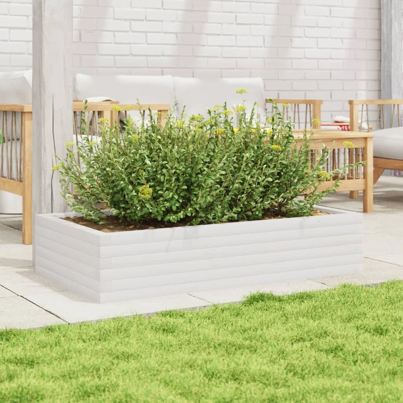 Jardinera De Madera Maciza De Pino Blanco 110x60x23 Cm