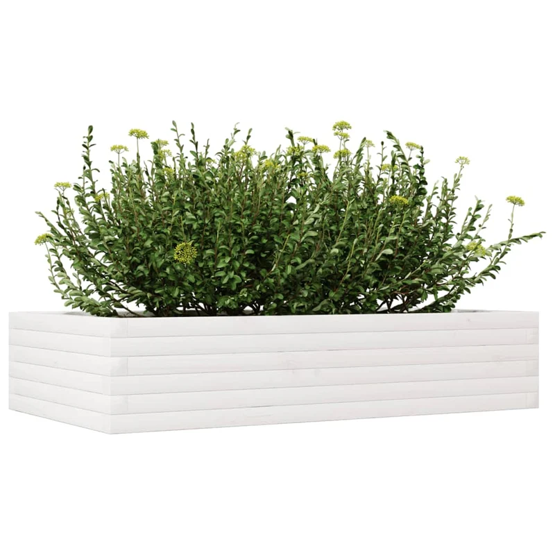 Jardinera De Madera Maciza De Pino Blanco 110x60x23 Cm