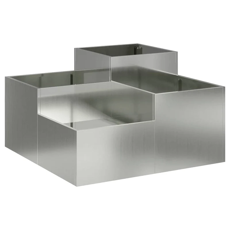 Maceta Para Jardín Plateado 100 X 100 X 48 Cm Acero Galvanizado