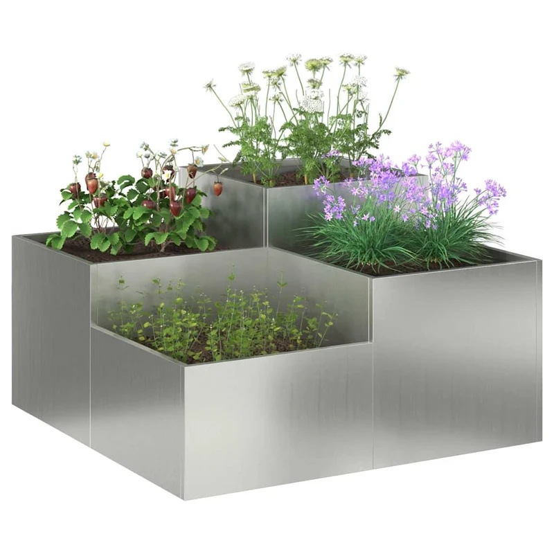 Maceta Para Jardín Plateado 100 X 100 X 48 Cm Acero Galvanizado