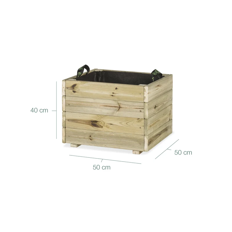 Jardinera De Madera Para Exterior Pun KD Hortalia 50x50x40 Cm