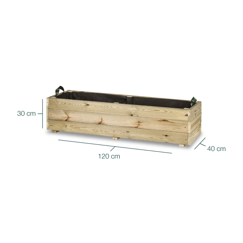 Jardinera De Madera Para Exterior 120x40x30 Cm Ghio Kd Hortalia