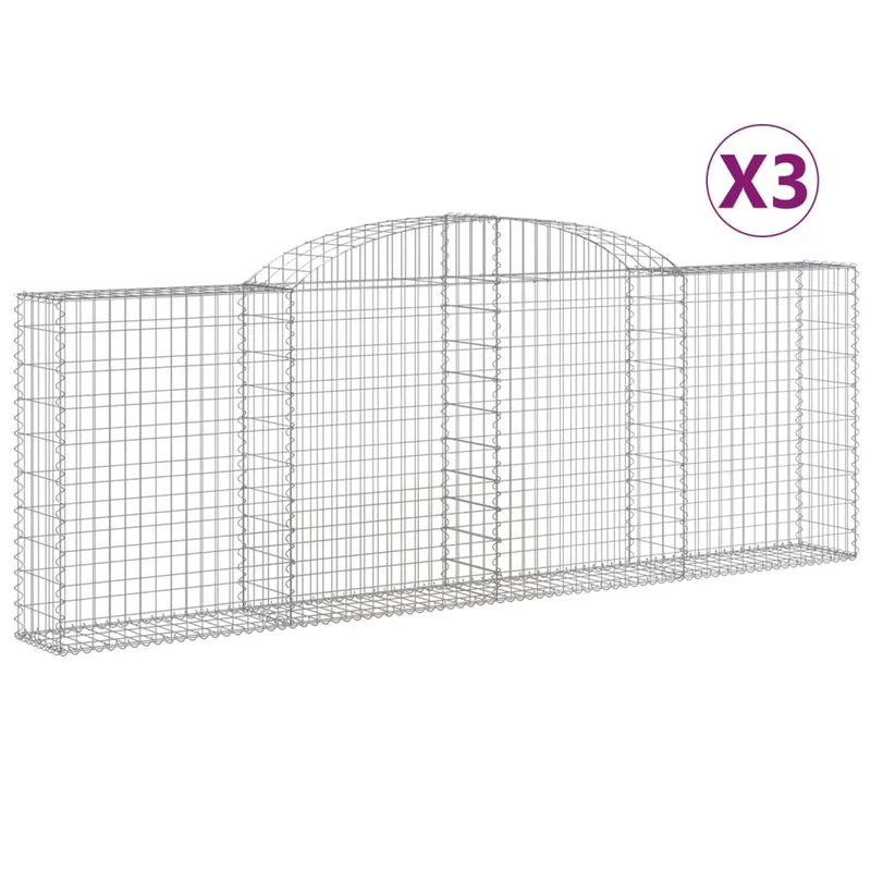 Cestas De Gaviones 3 Uds Forma De Arco Hierro 300x30x100/120 Cm