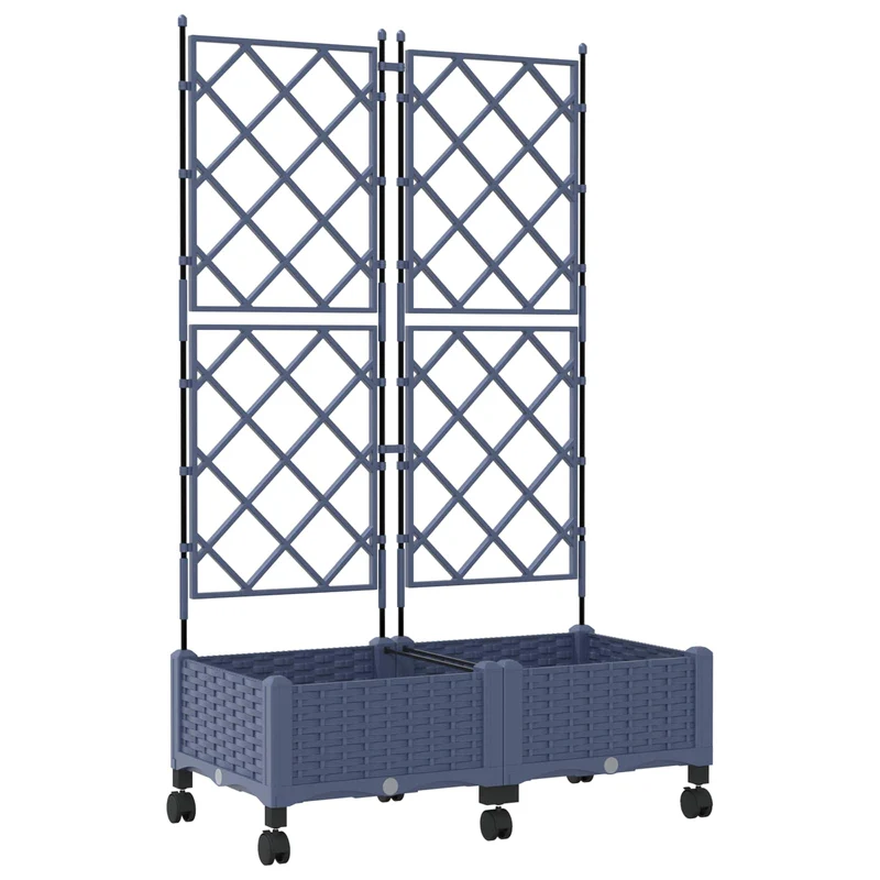 Jardinera Con Enrejado Y Ruedas 2 Uds. Gris 80 X 40 X 131,5 Cm
