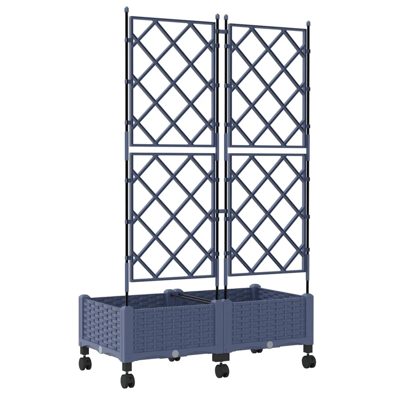 Jardinera Con Enrejado Y Ruedas 2 Uds. Gris 80 X 40 X 131,5 Cm
