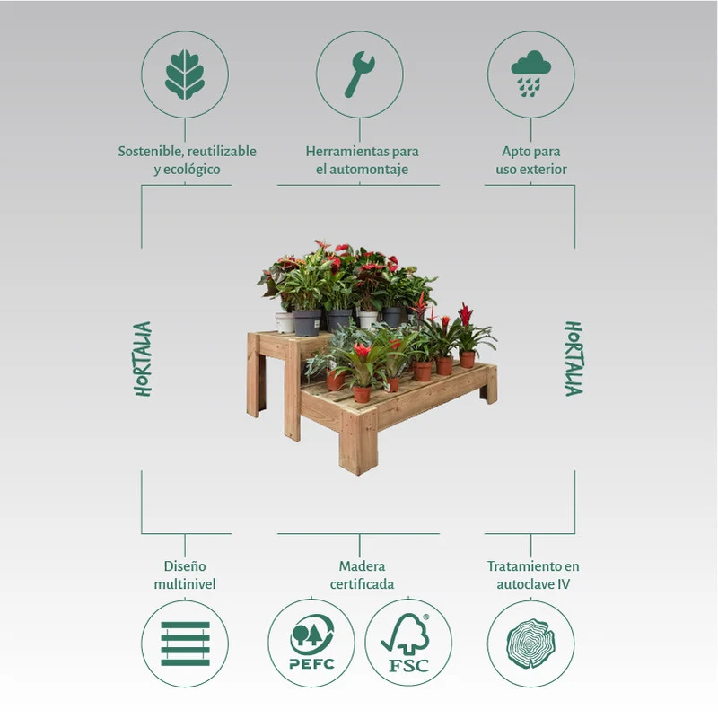 Expositor Escalera De Madera Podium Hortalia