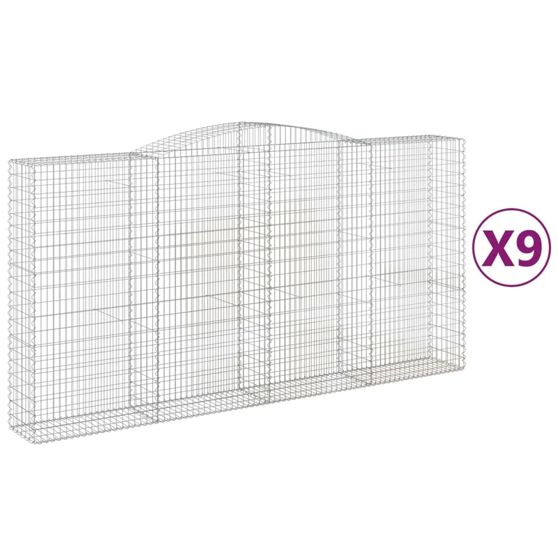 Cestas De Gaviones 9 Uds Forma De Arco Hierro 400x50x200/220 Cm