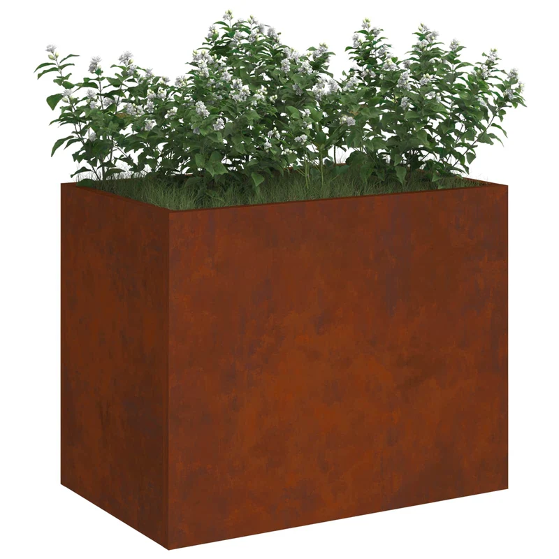 Macetero De Jardín Oxidado 50 X 32 X 40 Cm Acero Autopatinable