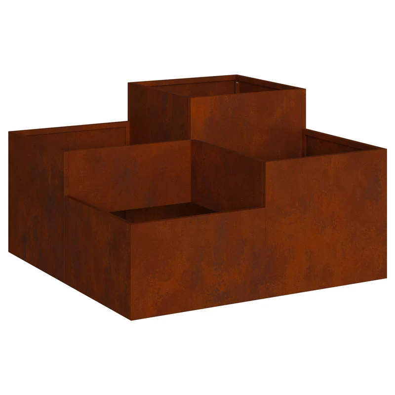 Maceta Para Jardín Oxidado 80 X 80 X 48 Cm Acero Autopatinable