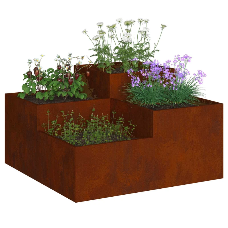 Maceta Para Jardín Oxidado 80 X 80 X 48 Cm Acero Autopatinable
