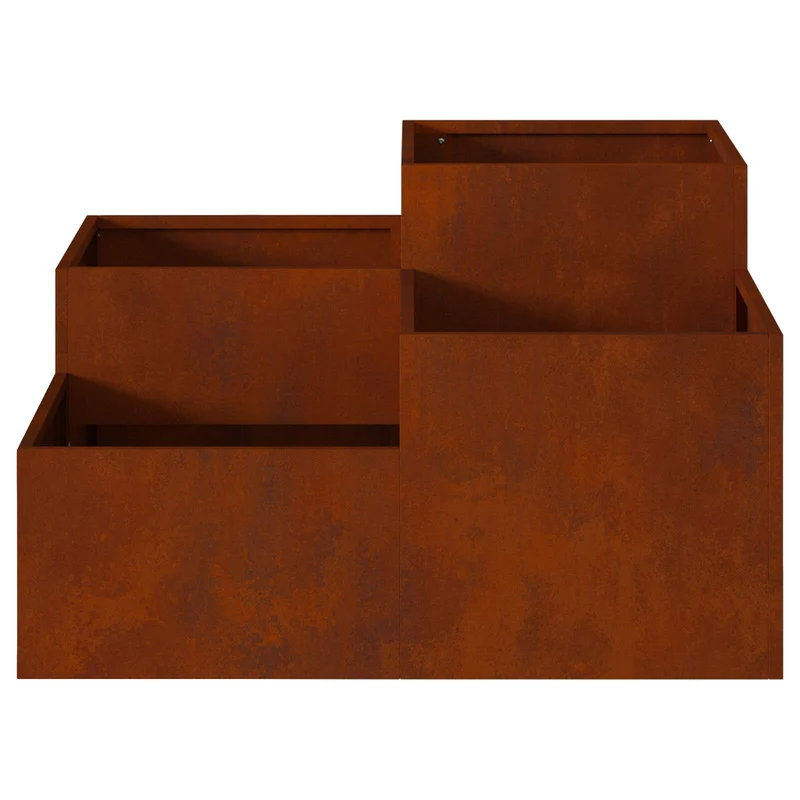 Maceta Para Jardín Oxidado 80 X 80 X 48 Cm Acero Autopatinable