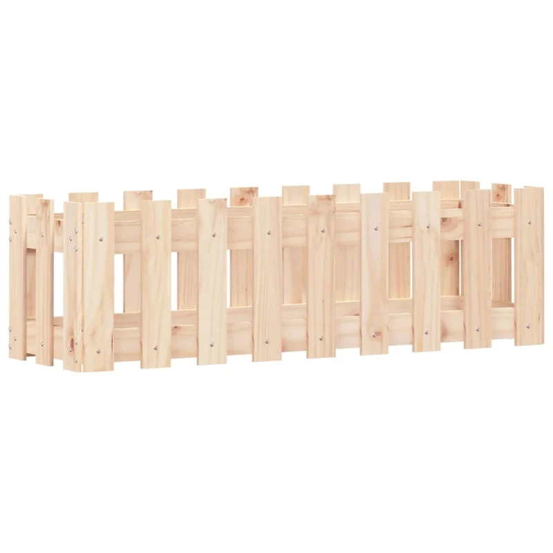 Arriate Elevado Jardín Con Valla Madera Maciza Pino 100x30x30cm