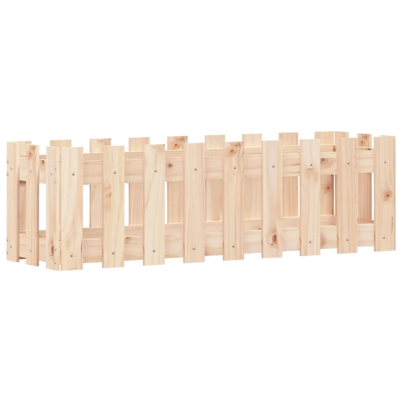 Arriate Elevado Jardín Con Valla Madera Maciza Pino 100x30x30cm