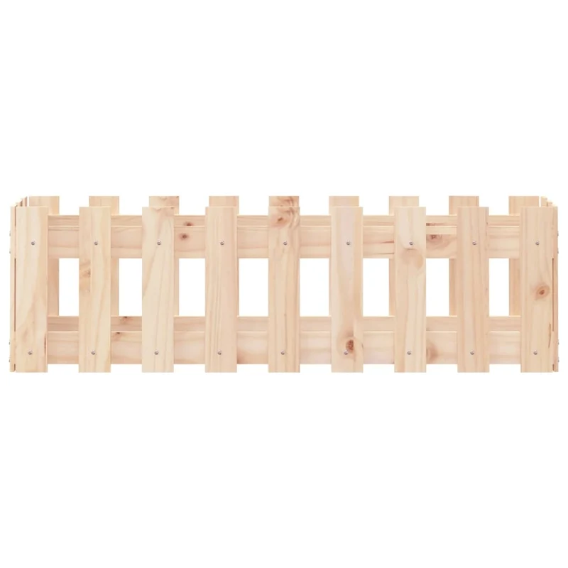 Arriate Elevado Jardín Con Valla Madera Maciza Pino 100x30x30cm