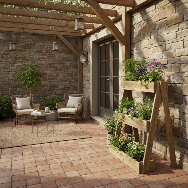 Jardinera Vertical Madera Tratada Exterior Stand Line Island KD 3B Hortalia
