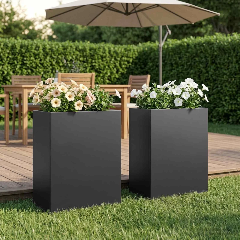 Macetero De Jardín 2 Uds. Negro 40 X 20 X 40 Cm
