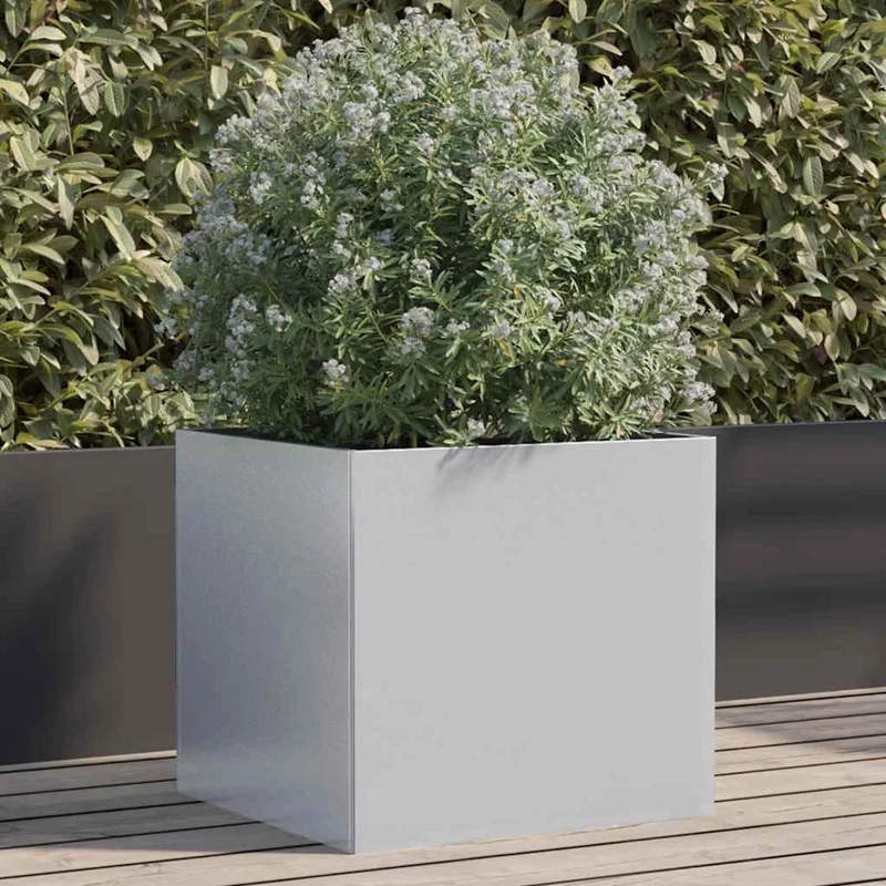 Jardinera De Acero Galvanizado Plateado 42x40x39 Cm