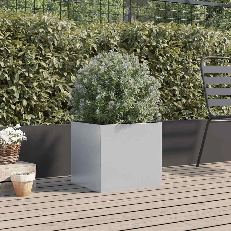 Jardinera De Acero Galvanizado Plateado 42x40x39 Cm