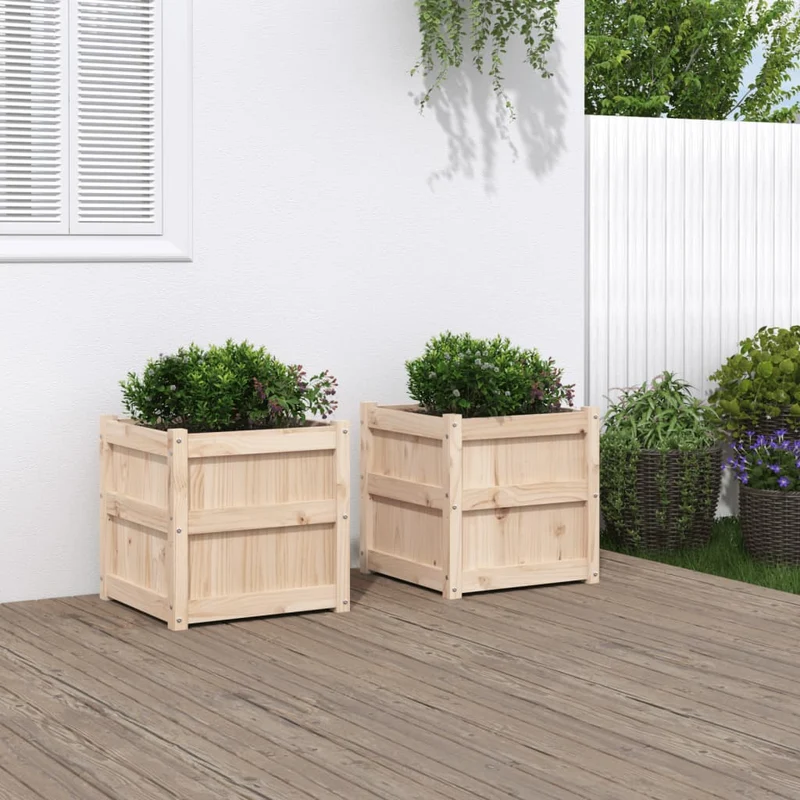 Jardineras De Exterior 2 Unidades Madera Maciza De Pino