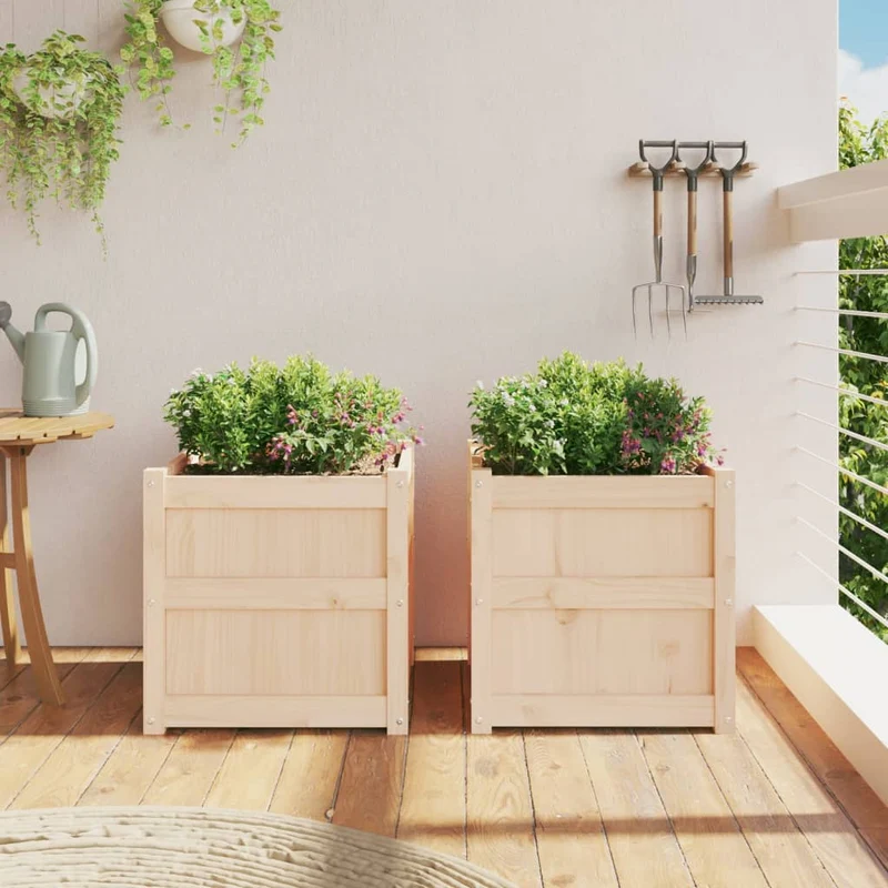 Jardineras De Exterior 2 Unidades Madera Maciza De Pino