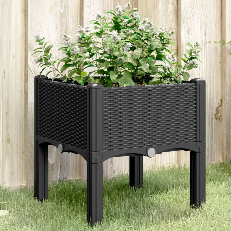 Jardinera Con Patas Pp Negro 40x40x42 Cm