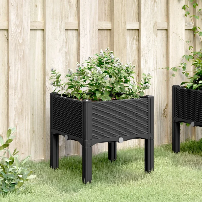 Jardinera Con Patas Pp Negro 40x40x42 Cm