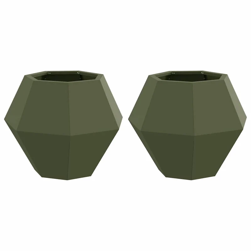 Jardinera 2 Uds. Verde Oliva 50 X 50 X 40 Cm Acero