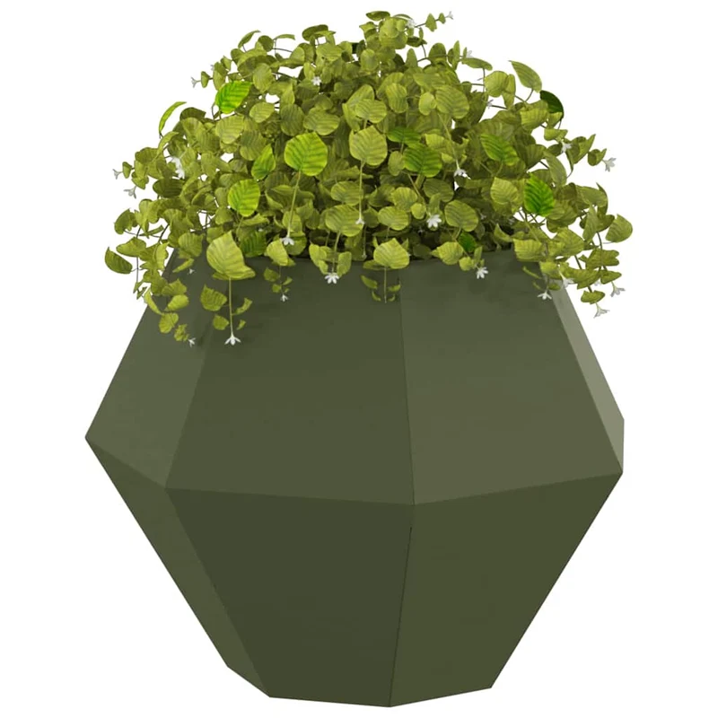 Jardinera 2 Uds. Verde Oliva 50 X 50 X 40 Cm Acero