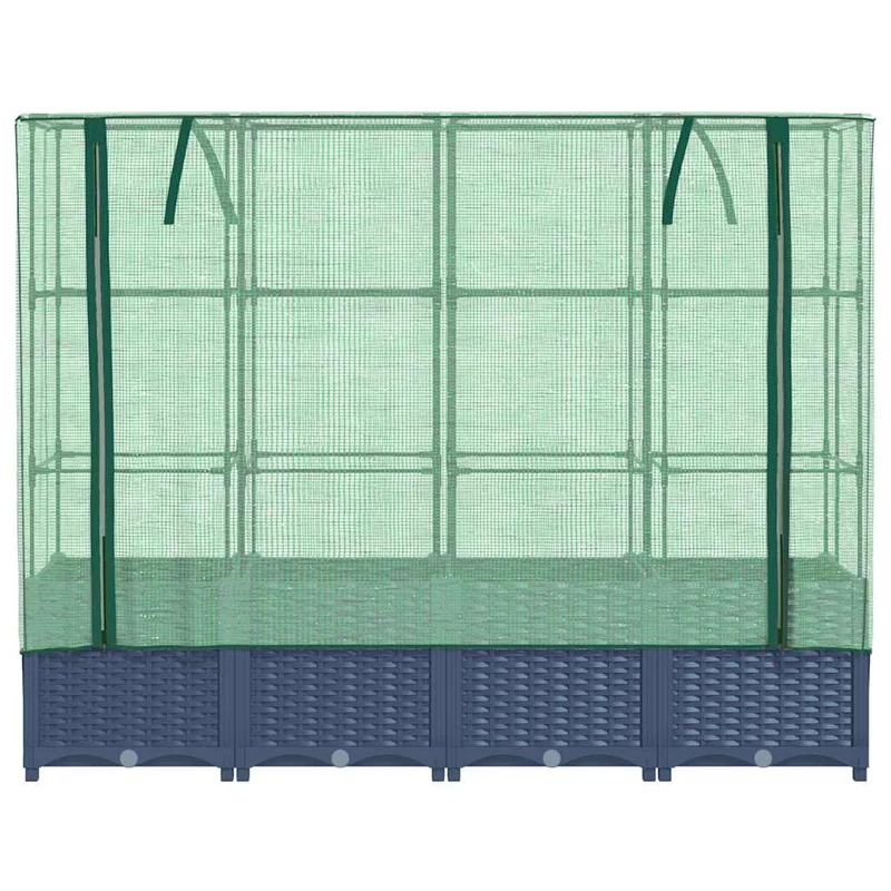 Jardinera Elevada Con Cubierta De Invernadero Aspecto Ratán 160x40x138 Cm