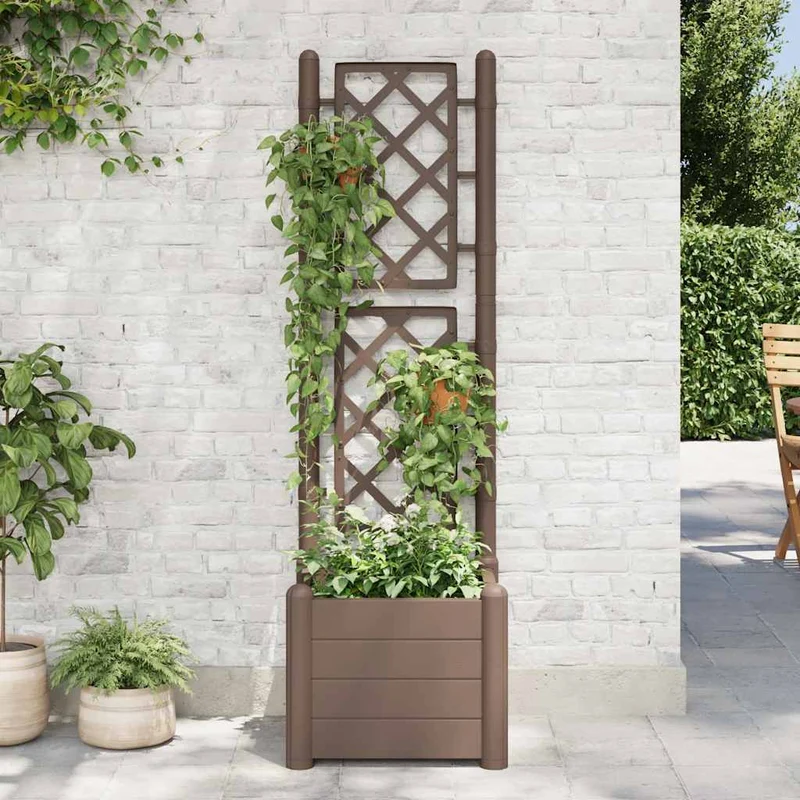 Jardinera Con Enrejado Pp Moca 43x43x142 Cm