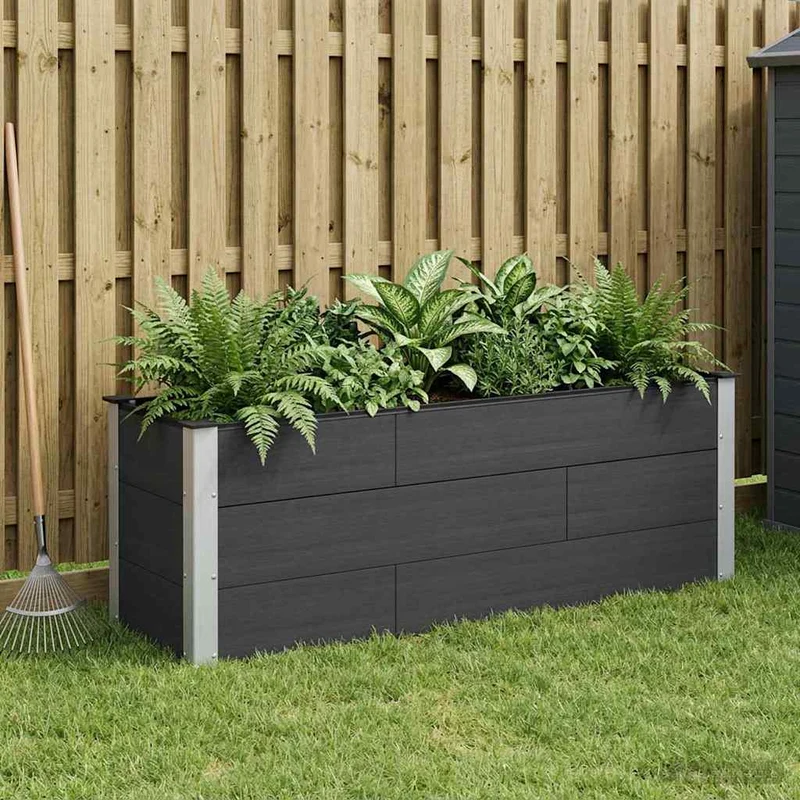 Arriate Elevado Negro 150 X 50 X 54 Cm Wpc Y Aluminio