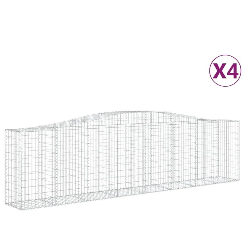 Cestas De Gaviones 4 Uds Forma De Arco Hierro 400x50x100/120 Cm