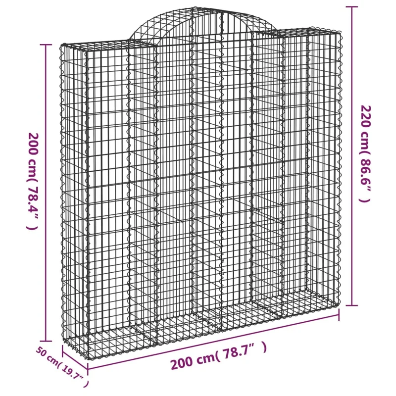 Cestas De Gaviones 2 Uds Forma De Arco Hierro 200x50x200/220 Cm