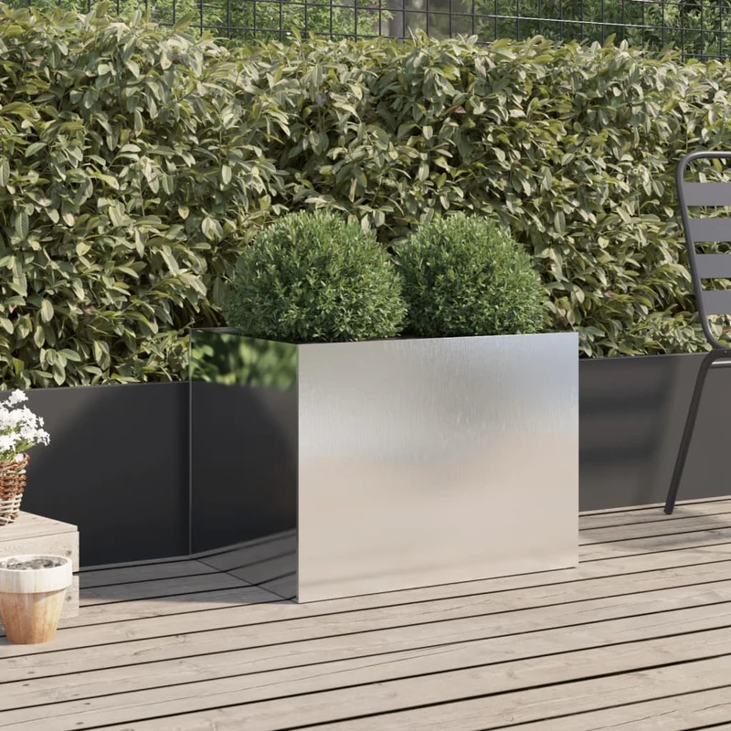 Jardinera De Acero Inoxidable Plateado 62x47x46 Cm