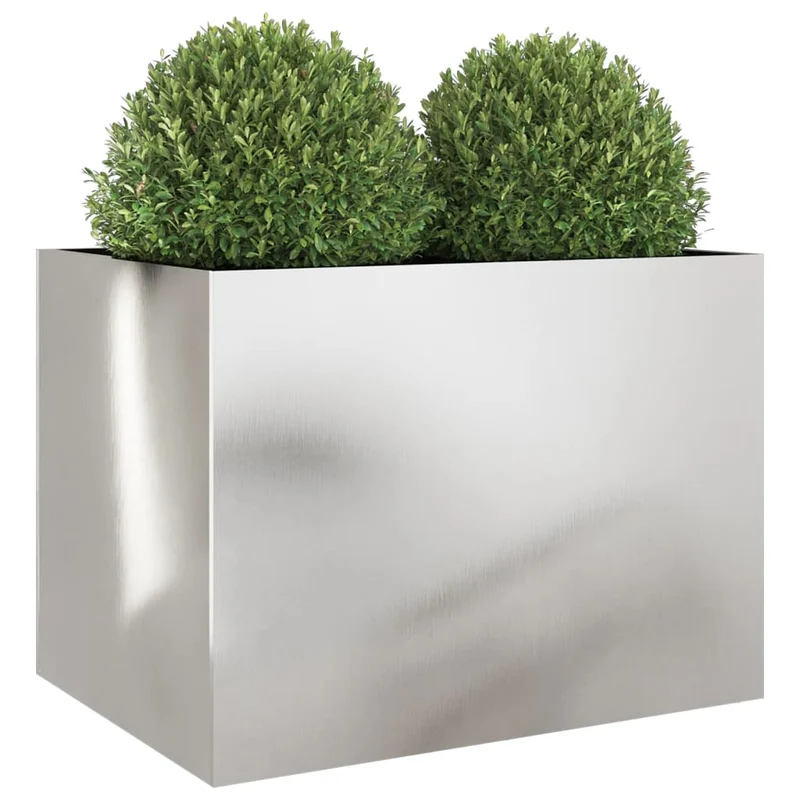 Jardinera De Acero Inoxidable Plateado 62x47x46 Cm