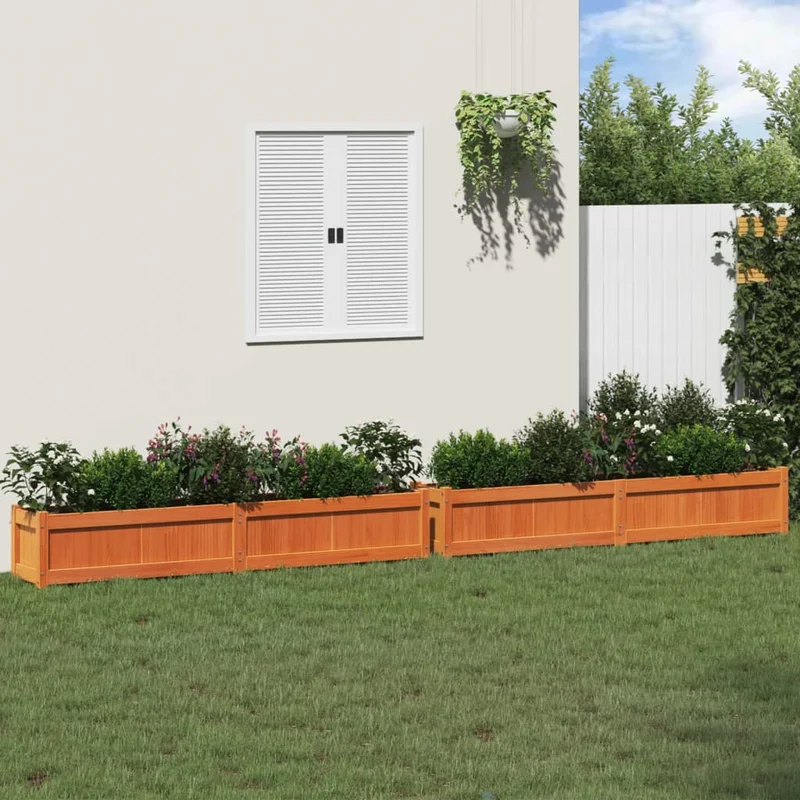 Jardineras De Exterior 2 Uds Madera Maciza De Pino Marrón Cera