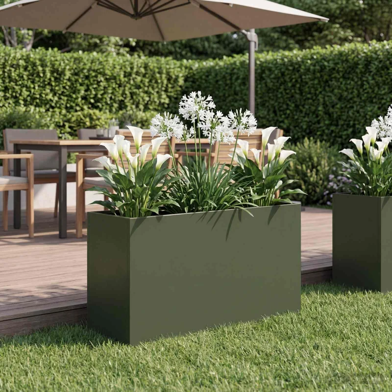 Macetero De Jardín Verde Oliva 80 X 30 X 50 Cm