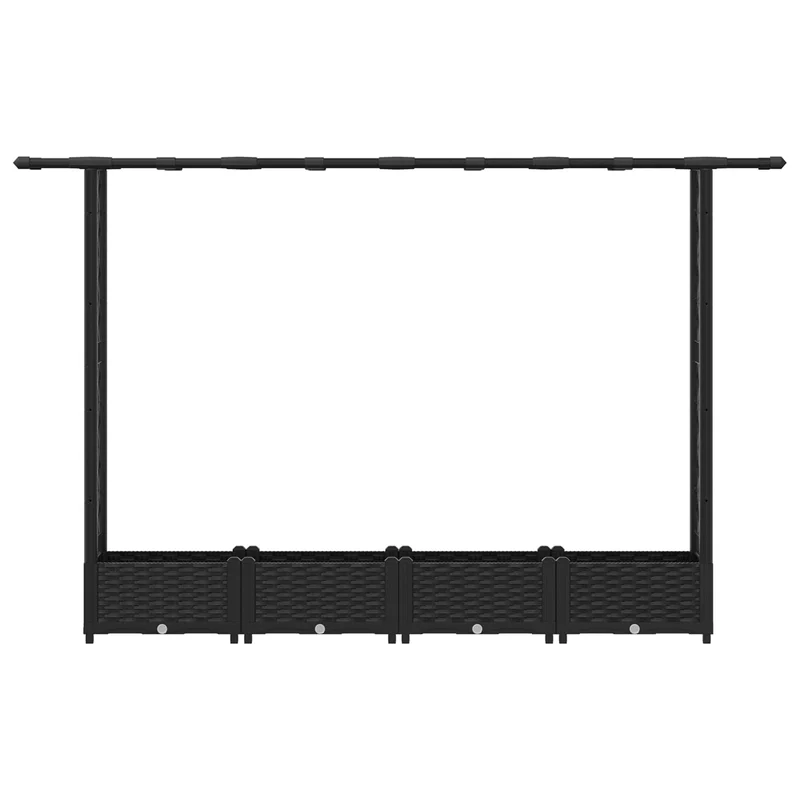 Cama Elevada Con Trellis Y Techo Negro 203 X 40 X 121 Cm Pp